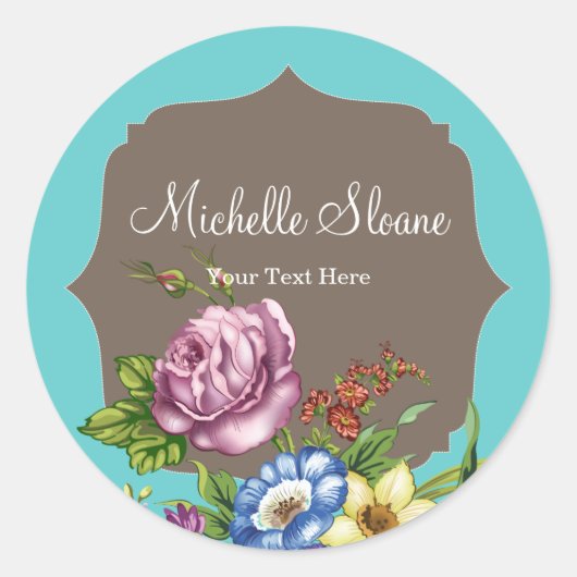 wilde bloemen ronde sticker (Voorkant)