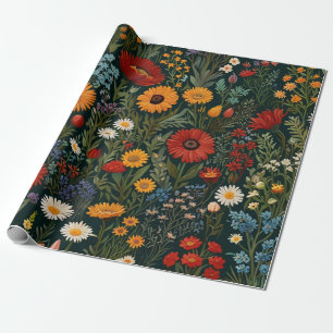 wilde bloemen Rood Sinaasappel Blauw Van Gogh Cadeaupapier