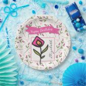 Wilde bloemen - Roze en Oranje Petals Birthday Papieren Bordje (Feest)