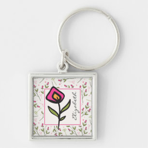 Wilde bloemen - Roze en Oranje Petals - Gepersonal Sleutelhanger