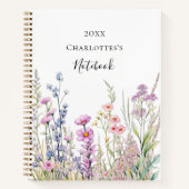 Wilde bloemen roze paars blauw notitieboek (Voorkant)