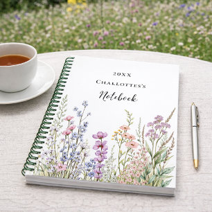Wilde bloemen roze paars blauw notitieboek