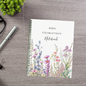 Wilde bloemen roze paars blauw notitieboek