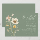  wilde bloemen Sage Green Cream Vrijgezellenfeest Kaart (Voorkant / Achterkant)