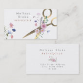 wilde bloemen schaar haarstylist visitekaartje (Voorkant / Achterkant)