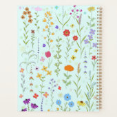 Wilde bloemen schilderen turquoise achtergrond planner (Achterkant)