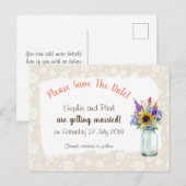 Wilde Bloemen Sla De Datum Op Ansichtkaart Aankondigingskaart (Voorkant / Achterkant)