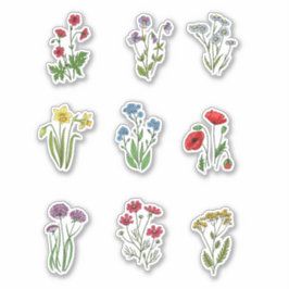 Wilde bloemen stelsticker sticker