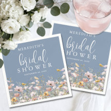Wilde Bloemen Stof Blauw Bruidsdouche