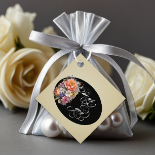 Wilde bloemen - Tarwe/Zwart Bedankjes Labels