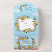 Wilde bloemen tegen een blauwe hemel all in one uitnodiging (Buitenkant)