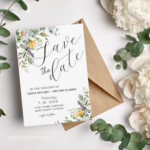 Wilde Bloemen Trouwkaart Save-the-Date Kaart