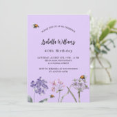 Wilde bloemen van het Birthday-feest schenden roze Kaart (Staand voorkant)