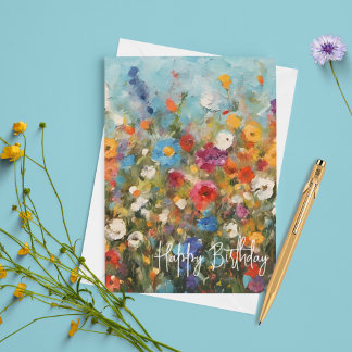 Wilde bloemen Verjaardag of elke gelegenheid aange Kaart