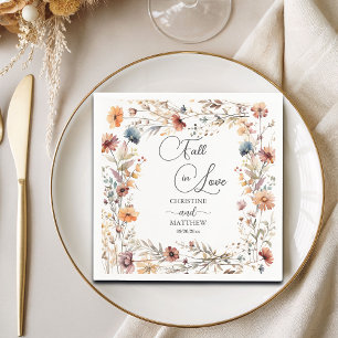 Wilde Bloemen Verliefd Elegante Bruiloft Servet