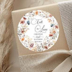 Wilde Bloemen Verliefd Elegante Trouwdag Ronde Sticker