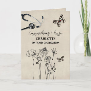 Wilde Bloemen Verpleegster Felicitaties Afstuderen Kaart
