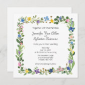 Wilde bloemen Vierkant Lijst Wedding Flat Kaart (Voorkant / Achterkant)