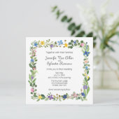 Wilde bloemen Vierkant Lijst Wedding Flat Kaart (Staand voorkant)