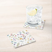 Wilde bloemen vierkante kartonnen onderzetter (Insitu)