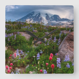 Wilde bloemen vierkante klok