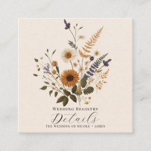 Wilde Bloemen Vintage Bloemboeket Boheemse Details Vierkante Visitekaartje