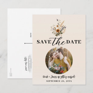 Wilde Bloemen Vintage Bloemen Boho Bewaar de Datum Aankondigingskaart