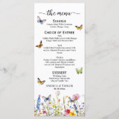 Wilde Bloemen Vlinders Elegant 4x9'' Trouw Menu (Voorkant)