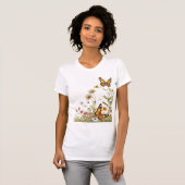 Wilde bloemen Vlinders T-shirt (Voorkant volledig)