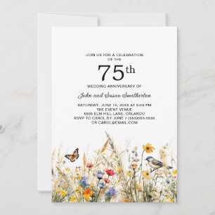 Wilde Bloemen Vogels Vlinders 75ste Verjaardag Kaart