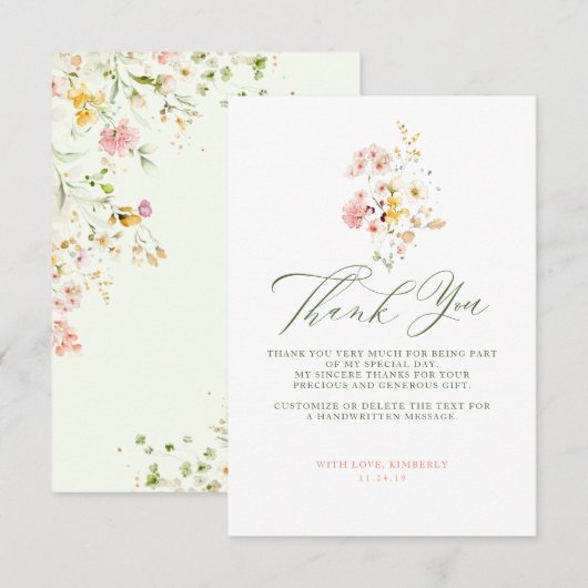 Wilde bloemen Vrijgezellenfeest Weinig bedankt (Voorkant / Achterkant)