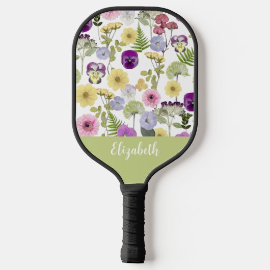 wilde bloemen vrouwelijke stijl cadeau voor moede pickleball paddle (Achterkant)