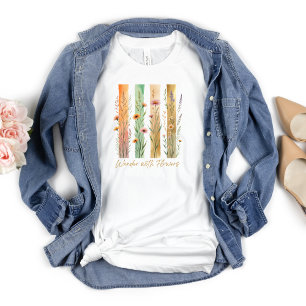 Wilde Bloemen Wandelen Met Bloemen Natuur Goud Gro T-shirt
