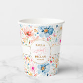 Wilde Bloemen Waterverf Bloemige Elegante Boho Bru Papieren Bekers (Voorkant)