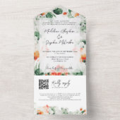 Wilde bloemen waterverf botanische QR-code All In One Uitnodiging (Binnen)