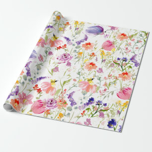 Wilde bloemen Waterverf Cadeaupapier
