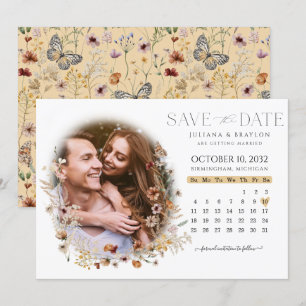 Wilde bloemen Waterverf Floral Calendar & Photo Sa Save The Date