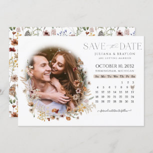 Wilde bloemen Waterverf Floral Calendar & Photo Sa Save The Date