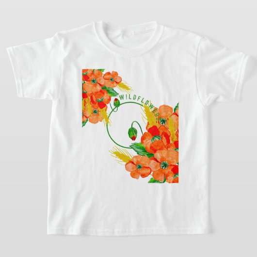 Wilde bloemen waterverf t-shirt (Laagn)
