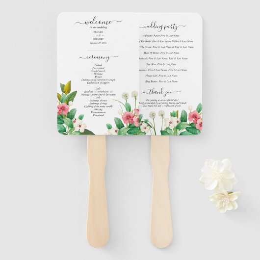 Wilde bloemen Waterverf weddenschap Handwaaier (Voorkant en achterkant)