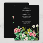 Wilde bloemen Waterverf Zwarte bruiloft Kaart (Voorkant / Achterkant)