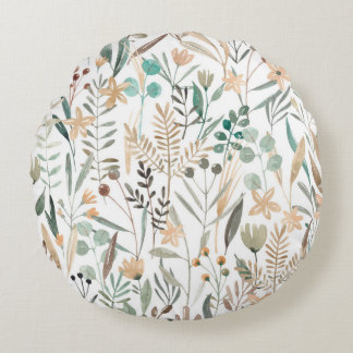Wilde bloemen waterverven naadloos patroon. Bloeme Rond Kussen