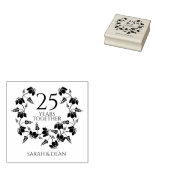 Wilde bloemen Wedding 25th Jubileum Monogram Rubberstempel (Gestempeld)