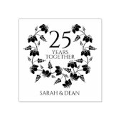 Wilde bloemen Wedding 25th Jubileum Monogram Rubberstempel (Afrduk)