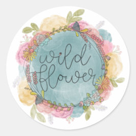Wilde bloemen, weesmeel ronde sticker