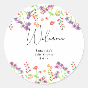 Wilde Bloemen Welkom Ronde Sticker