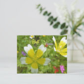 Wilde bloemen: White Yellow get Well Soon Briefkaa Briefkaart (Staand voorkant)
