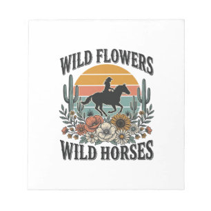 Wilde Bloemen Wilde Paarden Westers Bloemoverhemd Notitieblok