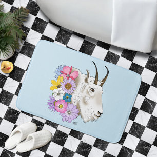 Wilde Bloemen Witte Berggeit Natuur Wilde Dieren Badmat