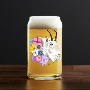 Wilde Bloemen Witte Berggeit Natuur Wilde Dieren Blikvorm Glas